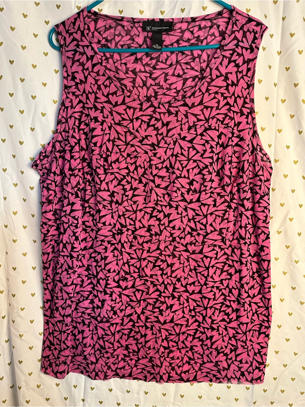 INC International Concepts Pink Patterned Sleeveless tiered layered Top